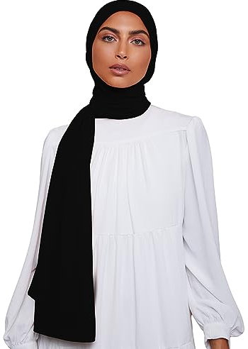 Voile Chic Schwarz Premium Chiffon Wickelkopftuch (rutschfest)