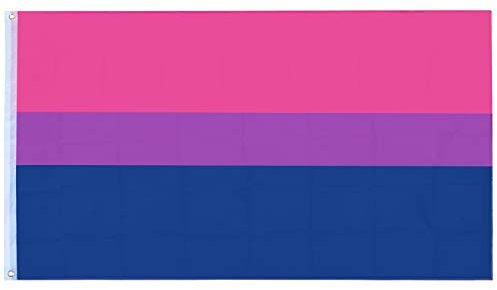 TRIXES Bandera Bisexual – Gran Tamaño para Interiores y Exteriores – Celebrar la Diversidad en Bi Pride y Festivales Fiestas de Verano – Rosa Púrpura Azul – 5ft x 3ft