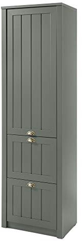 Beauty.Scouts Garderobenschrank Monde Holzdekor grün 60x204x43cm Stauraumschrank Schrank Garderobe Stauraumelement Hochschrank Standschrank Landhaus Vintage
