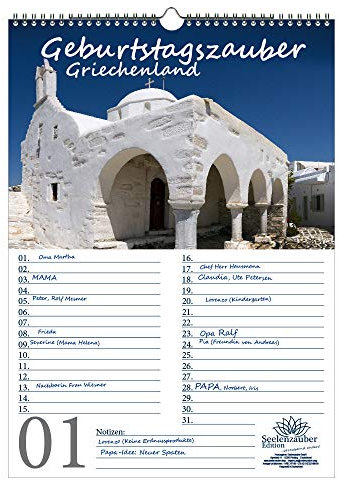 Geburtstagsplaner Geburtstagskalender Griechenlandzauber DIN A3 Kalender Griechenland - Seelenzauber
