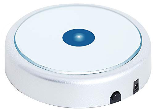 EUSTUMA Dimmbarer LED-Lichtsockel, Display-Ständer für Glaskristallglas, Kunst, Farbwechsel, Ferienhaus, Party-Dekoration. (Silber)