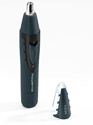 ROWENTA | Nasen- & Ohrhaarschneider, 360° drehbares Klingensystem, Sichttechnik, Klinge aus Edelstahl, Schutzkappe, Schwarz TN3011F0