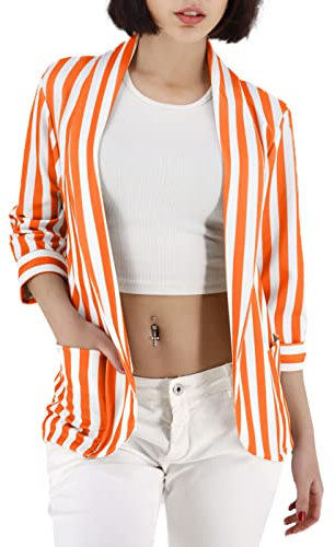 JOPHY & CO. Giacca Blazer Donna con Tasche (cod. 5572) (2XL, Arancione Righe)