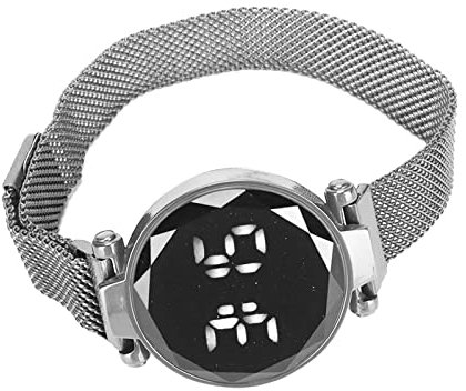 ZJchao Digitale Uhr Damen Armbanduhr Legierung Armband Damenuhr Touchscreen Elektronische Uhren Frauen Business Watch, Wasserdicht Glas Digitale LED-Uhr für Mädchen(Silber)