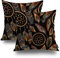 Shrahala Black Boho Embroidery Decorative Throw Pillow Cover, Dream Catcher Square Pillowcase Blended Double-Sided No Inserts for Bedroom Living Room Set of 2 (16 x 16 in)