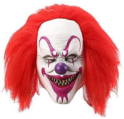 Luckxing Horror Maske, Halloween, Maske Maske Maske Latex JokerHelm Cosplay Kostü Halloween Rote Augen Latex Kopfbedeckung Für Halloween, Cosplay, Requisiten