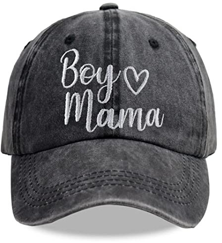 SHANVANKE Boy Mama Hüte für Frauen, Geschenke für Mutter, verstellbare bestickte Baumwolle Denim Boy of Mom Baseballkappe, Stickerei Schwarz, Einheitsgröße