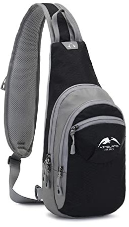 FANDARE Unisex Brusttasche Sport-Schultertaschen Sling Bag Herren Damen Umhängetaschen Crossover Rucksack Schultertasche Daypacks für Outdoor Reisen Camping Wanderrucksäcke Crossbody Pack Schwarz