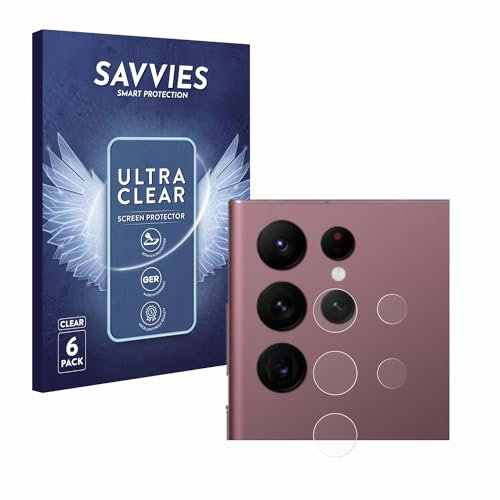 Savvies 6 Stück Schutzfolie für Samsung Galaxy S22 Ultra 5G Enterprise Edition (NUR Kameraschutz) Displayschutz-Folie Ultra-Transparent