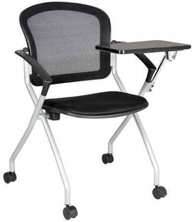 Dmora - Chaise de Bureau Kalgoorlie, Chaise de Salle d'attente avec accoudoir et Tablette, Chaise d'attente Ergonomique, Cm 61x49h84, Noir