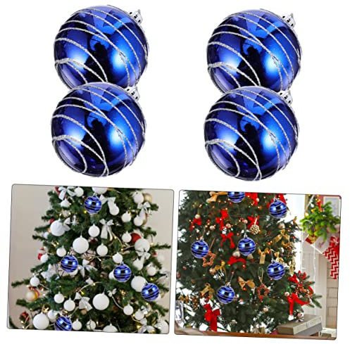 jojofuny 1 Satz 6 STK Weihnachtskugeln Weihnachtskugel Aus Plastik Weihnachtsschmuck 2020 Geburtstagsfeier Dekor Feiertagsbaumkugeln Bruchsichere Weihnachtsschmuck PVC Hut Streifen