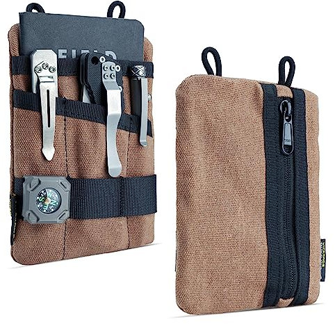 VIPERADE VE1-OW Small EDC Pouch, Waxed Canvas EDC Organiser Small Tool Pouch with 5 Pockets, Multitool Pocket Organiser for Flashlight Multitools Pen Notebook -Khaki