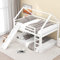 Idemon Doppelbett Kinderbett Hausbett Etagenbett mit Rutsche und Leiter, Kinderzimmer Hoch-Doppel-Stockbett, 140x200cm (Weiß)