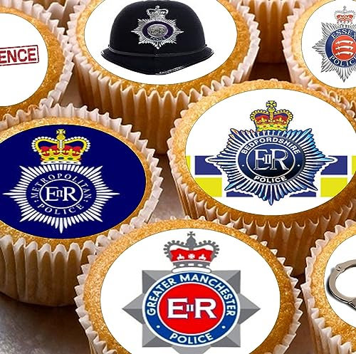 24 British Police edible Pre-Cut party decorations Wafer Paper Cupcake Topper Cake