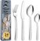 24 Stück Besteck für 6 Personen, BEWOS Edelstahl Besteck Set, Hochglanzpoliertes Küchenhelfer Set, Gabeln, Löffel und Messer, Bestecksets für Haus/Küche/Restaurant/Hotel, 1567B, Spülmaschinenfest