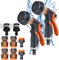 2 Pièces Pistolet d'arrosage, Pulvérisateur de Jardin avec Interface, 8 Modes Réglable d'Arrosage Pistolet, Pistolet Arrosage Haute Pression pour Jardin, Lavage de Voiture, (Orange)