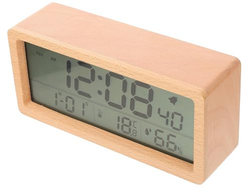 MAGICLULU 1 Satz Wecker Desktop- Schreibtischaufsatz Elektronische Heimuhr Elektronischer Kalender Tischkalender Desktop-Kalender Tischdekoration Digital Tischuhr Holz Großer Bildschirm