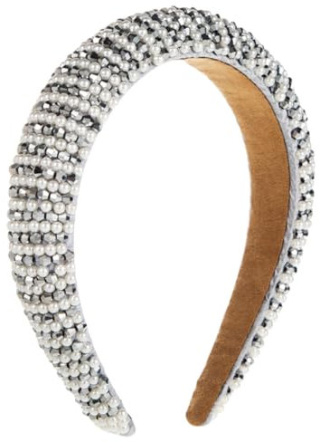 scicent Haarschmuck Hochzeit Strass Stirnbänder Glitter Gepolstertes Haar Zubehör Kristall Verschönert Perlen Haarband Schwamm Haarreifen Breite Kopfbedeckung für Frauen Mädchen - 27817