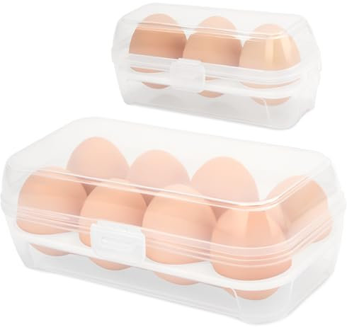 Heveer Huevera Caja para Huevos Transparente Portátil Bandeja para Huevos con Tapa para Picnic Camping al Aire Libre Cocinas 2 Tamaños