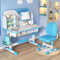 iondelce Height Adjustable Kids Desk and Chair Set, Childrens Desk with Bookstand and Storage Drawer, Kids Study Table and Chair Set, Ideal for Study & Crafts (Blue B)