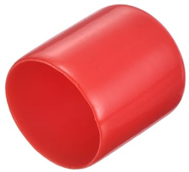sourcing map 20pcs Rubber End Caps 22mm ID Vinyl Round Tube Bolt Cap Cover Thread Protectors Red