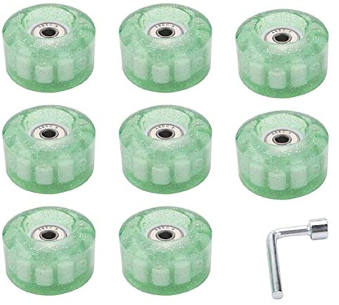 Asuinxurr 8 StüCk Leuchtende Rollschuhrollen mit Glitzereffekt, Leuchtende Rollschuhrollen mit Eingebauten Lagern, 32 X 58 Mm, 78A, GrüN