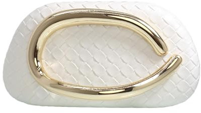 DEBIMY Damen-Clutch aus gewebtem PU-Leder, Metallgriff, Abendtasche, trendiges Leder, Handtasche, Schultertasche, Geldbörse für Freizeit, Weiss/opulenter Garten