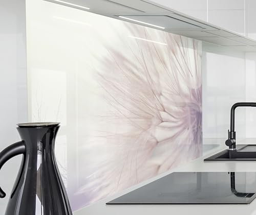 timalo Spritzschutz Wand für Herd, Küche Küchenrückwand Glasoptik | Acryl Glas 2mm | Glasrückwand Acrylglas Wandpaneele Rückwandschutz Platte | 180x58cm Löwenzahn Pusteblumen