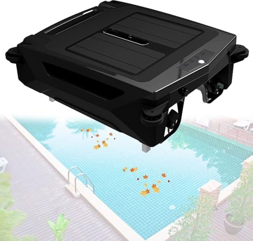 Écumoire de piscine solaire, robot nettoyeur de surface de piscine avec double charge, 2 modes de vitesse et évitement intelligent des obstacles, panier de collecte des déchets de 3,4 L