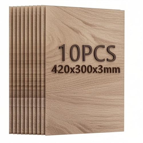 Uadme Sperrholz Nussbaum 3mm, 10 Stück A3 Holz zum Lasern, 420x300mm Sperrholzplatte Unbehandeltes Holz für DIY Basteln, Malen, Brandmalerei, Heimdekoration, Laserbearbeitung Und Modellbau