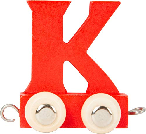 Buchstabenzug bunt | bunte Lok - farbige Waggons | Wunschname zusammenstellen | Holzeisenbahn | EbyReo® Namenszug aus Holz | personalisierbar | auch als Geschenk Set (Farbe Rot, Buchstabe K)