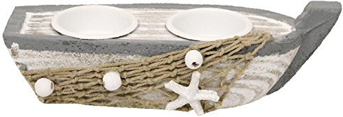 Teelichthalter Boot mit Dekonetz