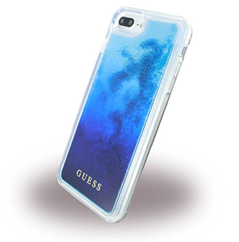 Guess GUHCP7LGLUGRRBL Hart Schutzhülle für Apple iPhone 7 Plus Glitzer/blau