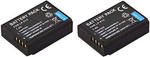 2er-SET Akku für die Canon EOS 1300D / 1300 D - Ersatzakkus kompatibel mit Canon LP-E10 inkl. PATONA Displaypad
