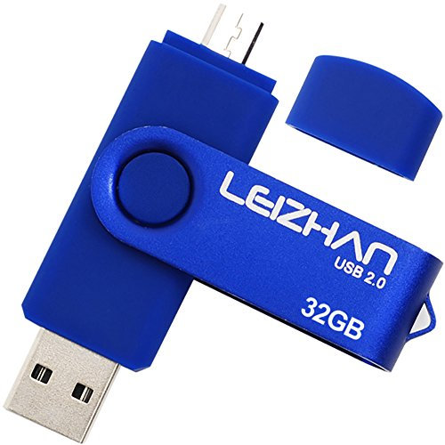 leizhan Clé USB 32Go USB 2.0 OTG 2 en 1 Flash Drive Mémoire Stick pour PC Ordinateur Portable Android Smartphone Tablette-Bleu