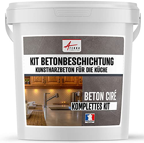 Beton Cire Küche: Arbeitsplatte, Spritzschutz - NUANCES MINERALES Eisbraun - 2 m² (in 2 schichten)
