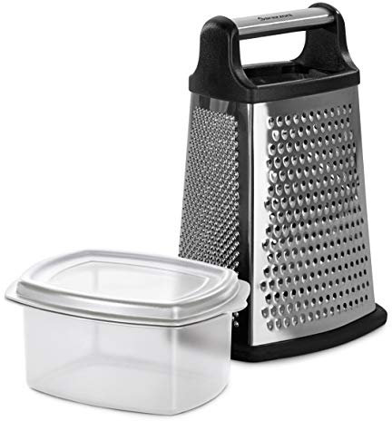 Barazzoni 8640006700 My Utensil-Rallador de 4 Lados con Recipiente, Acero Inoxidable Plástico, Negro