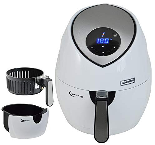 FRITTEUSE OHNE FETT HEISSLUFT-FRITTEUSE DIGITAL MULTI FRITTEUSE HEISSLUFT ECO-AIR-PROFI DC-1400W-1 weiß, digitales Touch-Bedienfeld