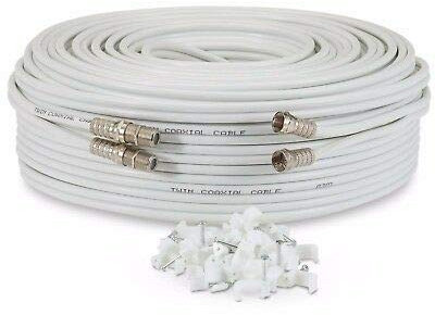 Twin Satellite Cable Extension Kit for Sky HD, Q, Freesat (50 METRES, WHITE)