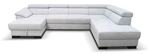 DOMO. collection Wohnlandschaft David FK, Sofa mit Schlaffunktion und Bettkasten in U-Form, Schlafsofa mit Federkern und Rückenfunktion, Polsterecke 337 x 232 x 78 cm (BxTxH), grau