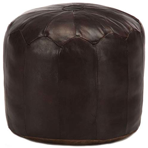 vidaXL Pouf Sitzpouf Sitzhocker Sitzpuff Puff Fußbank Fußhocker Bodenkissen Sitzkissen Kissen Hocker Ottoman Dunkelbraun 40x35cm Echtes Ziegenleder