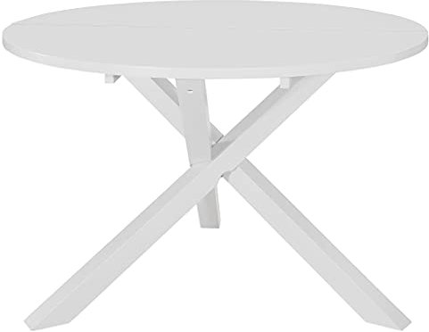 vidaXL Gummiholz Massivholz Esstisch Esszimmertisch Küchentisch Speisetisch Holztisch Tisch Esszimmer Küche Weiß 120x75 cm MDF Rund