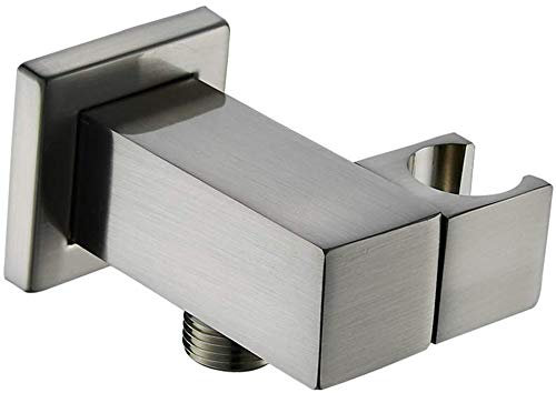 Weirun Modernes Badezimmer Messing quadratisch Dusche Wandanschluss Wasserauslass mit verstellbarer Handbrause Brausekopf Halterung Zuleitung Ellbogen Schlauchanschluss Wandmontage gebürstetes Nickel