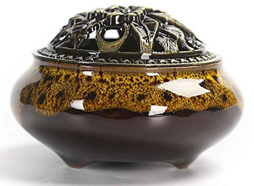 Mayco Bell Räucherstäbchenhalter aus Keramik, Drachen-Motiv, Heimdekoration, kreativer Rauchrückfluss, Räucherstäbchenhalter, Gelb