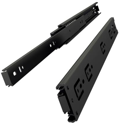 VADANIA VA1245 Glissières de Tiroir Standard 600mm, Roulement à Billes Robuste, Montage Latéral, Capacité de charge de 45 kg, Métal Noir, 1 Paire