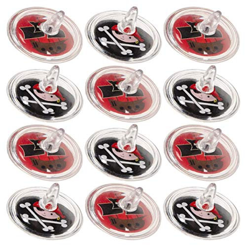 PartyPack 12 x Piraten Kreisel für Kinder, Zweifärbig, Mitgebsel, Kindergeburtstag Gastgeschenke, Piraten Party