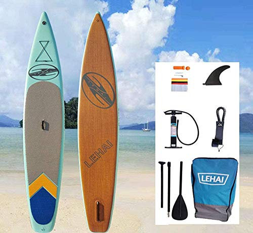 SHENGXUAN Aufblasbare Rennen SUP Board Set Stand Up Paddle Board 385x71x12cm Surfboard, Surfen Steuerung Wassersport, Boards für Stand-Up Paddling, Tasche, Paddel, Leine, Finne, Luftpumpe, Repair Kit