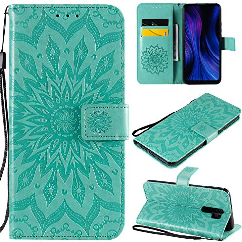 CHcase Cover per Xiaomi Redmi 9 Custodia Portafoglio a Libro in Pelle Flip Cover con Porta Carte, Chiusura Magnetica Case Antiurto per Xiaomi Redmi 9 - Verde