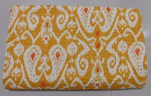 Sophia-Art Indischer Überwurf, Ikat-Druck, Vintage, Gudri, handgefertigt, Kantha, indisches Vintage-Bett.