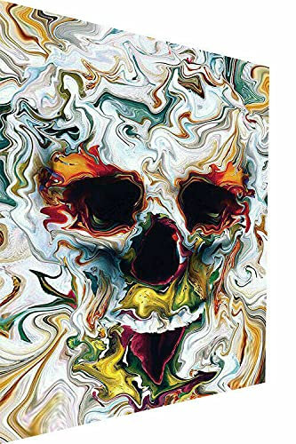 Magic Canvas Art Kunst Totenkopf verflossen Leinwand Leinwandbild 1- teilig Hochwertiger Kunstdruck Wandbilder – P5378, Größe: 120 x 80 cm